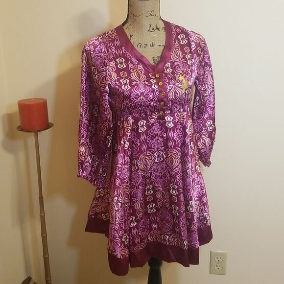Baby Phat Y2K Magenta Paisley design tunic sz Large - Picture 1 of 11